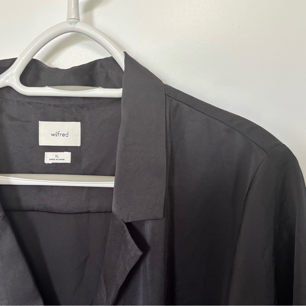 Wilfred Black Satin Button-Down Women's Top